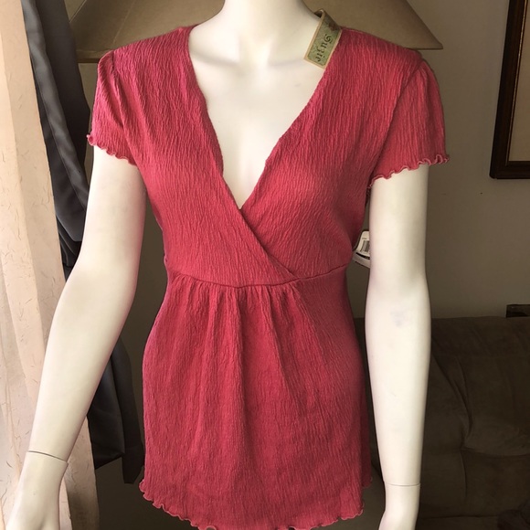 Vintage Suzie Tops - 🏷Vintage Suzie Pink Ruched V-Neck Top - Size L
